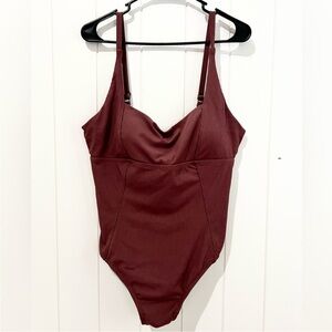 Andie Swim NWT Havana Ribbed One Piece swimsuit size 1X deep rose burgundy